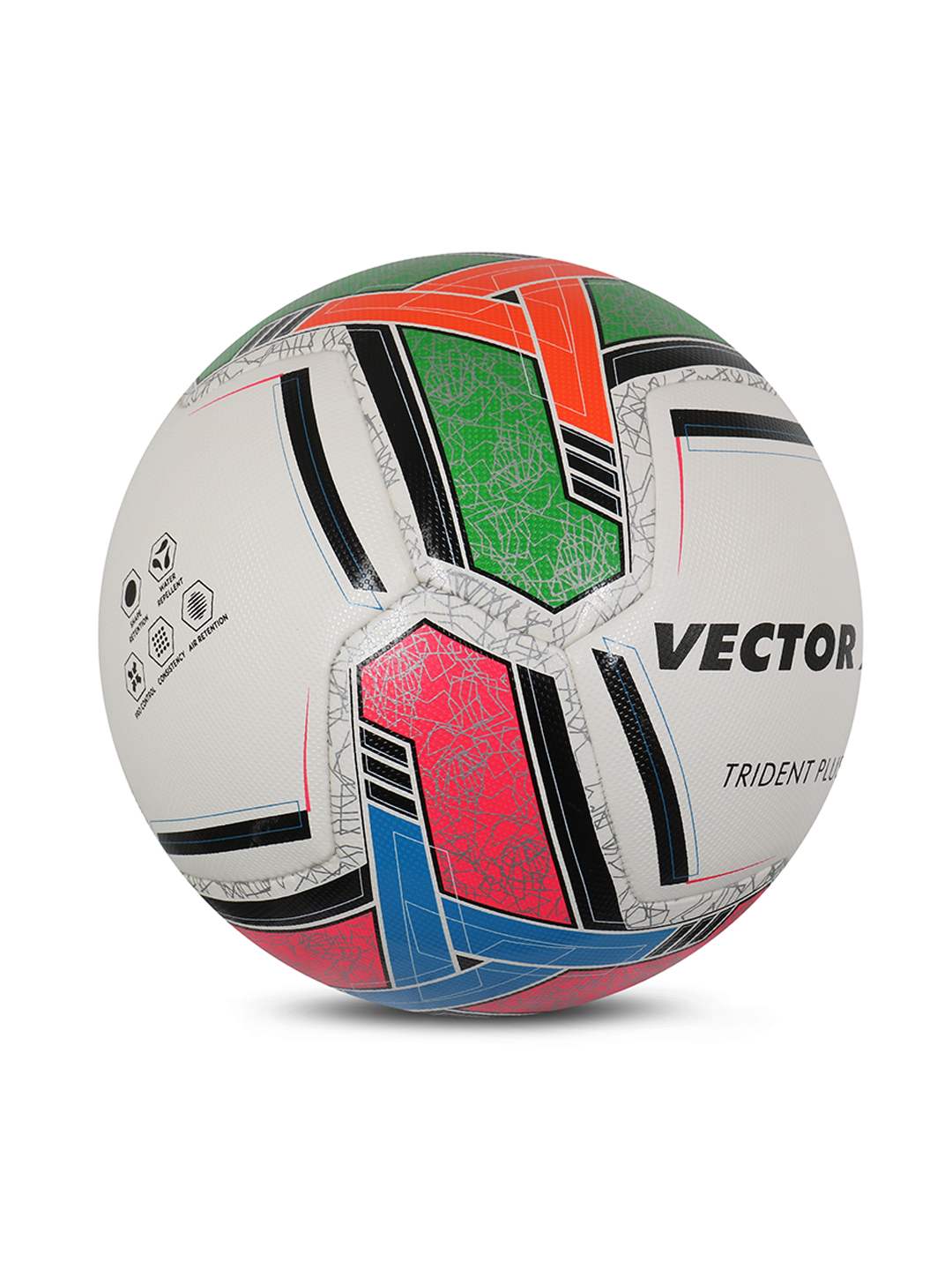 Vector X 8 Panel Trident Plus Emobsed PU Thermofused FIFA Approved Indoor/Outdoor Futsal Football with Rubber Bladder, Multicolor, Size 5, Suitable for Match and Training for Adults