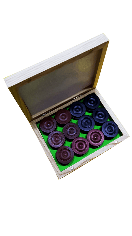 Synco Premia Carrom Board Coins in Ashwood Wooden Box