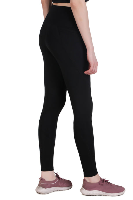 Nylon 4 Pocket Compression Legging/Tights For Women (Black)