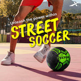 Vector X Street Soccer Rubber Moulded Indoor/Outdoor Water-Resistant Football + Pump with Butyl Bladder, Size 5, Suitable for Match and Training for Adults 15+ Years