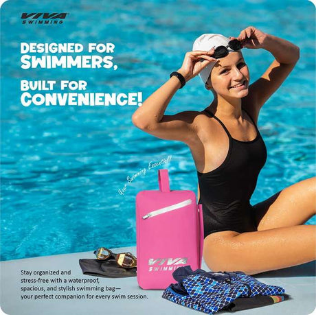 Viva Swimming SEA-Hoax Unisex Spacious Main Compartment kit Bag for Carrying Swimming Accessories Like Goggle, Cap, Kickboard+Extra 1 Side Pocket|Lightweight, Waterproof, Durable