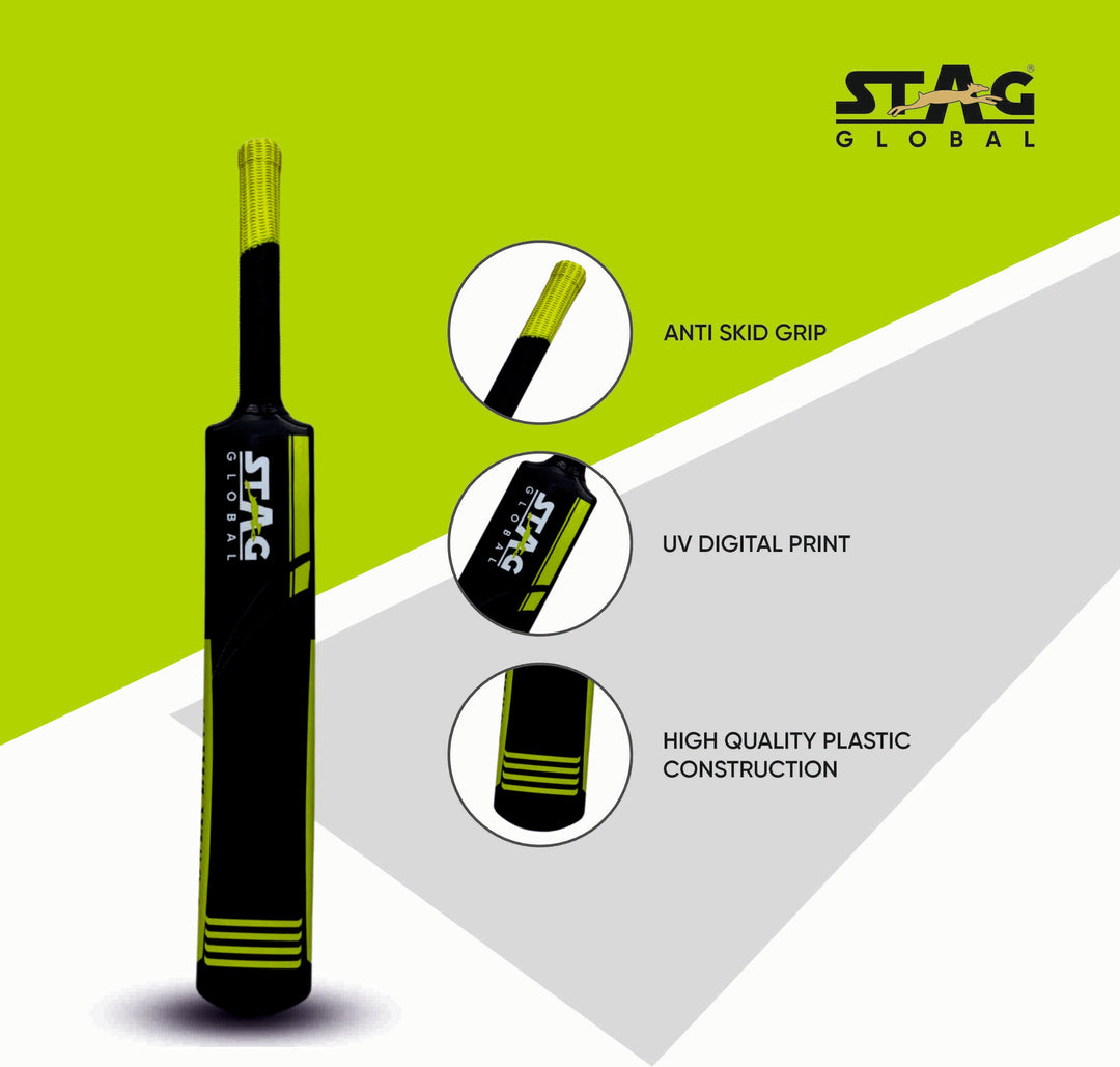 STAG Global Plastic Cricket Bat – Lightweight & Durable for All Ages | Hard Plastic Bat for Tennis & Soft Ball Cricket | Perfect for Indoor & Outdoor Play