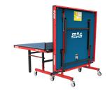 STAG GLOBAL Deluxe 1000 DX Table Tennis Table | 25mm Blue Top with 2 TT Rackets | 6 Balls | 1 Table Cover & Clamp Net