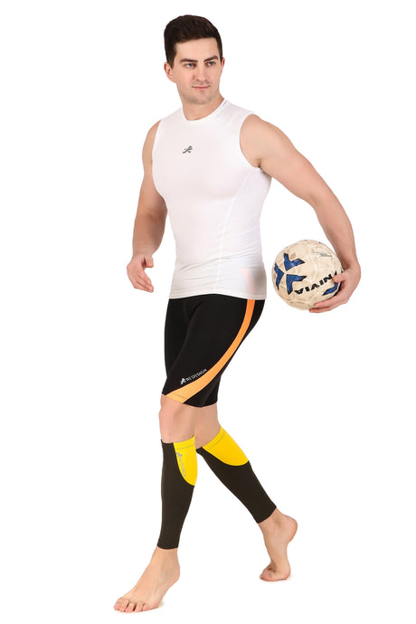 Nylon Compression Calf Sleeves (Yellow/Military Green)