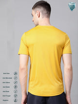 Alcis Men Yellow Solid Slim Fit Round Neck VIROPROTKT T-shirt