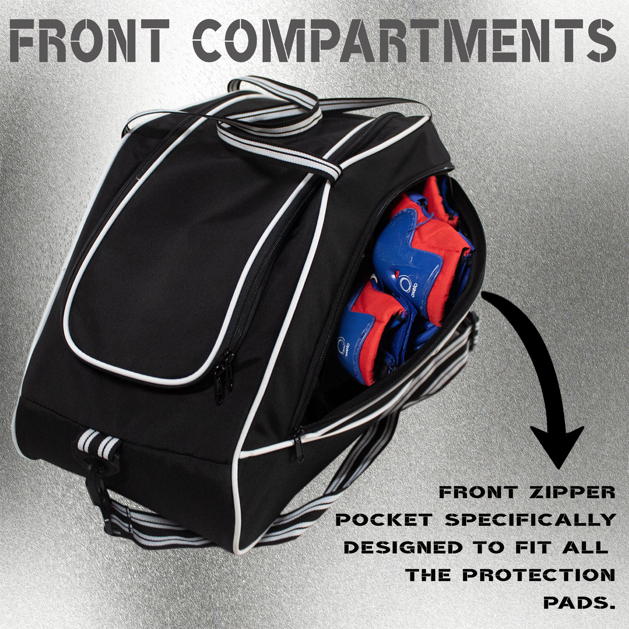 Flip Black Junior 33L|Skating/Gym/Sports/Travel Bag|Inline Roller Equipment Bag||Quad Ice Skates Kit|Kitbag|Easy Access Pocket|2 Bottle Holders|Compartment Fits in Helmet & Skates 6"