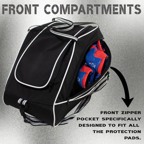 Flip Black Junior 33L|Skating/Gym/Sports/Travel Bag|Inline Roller Equipment Bag||Quad Ice Skates Kit|Kitbag|Easy Access Pocket|2 Bottle Holders|Compartment Fits in Helmet & Skates 6"