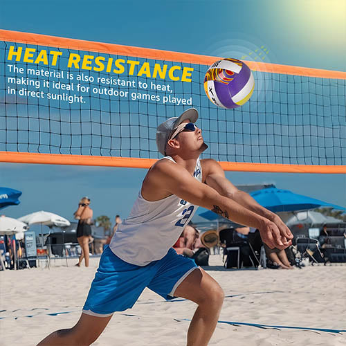 Vector X Beach Volleyball+ Free Air Pin|18 Panels|PU Material + Soft Touch Great Grip|Durable & Waterproof Indoor Outdoor Practice Match Ball|Beach, Pool, Sand Home Play Size 4