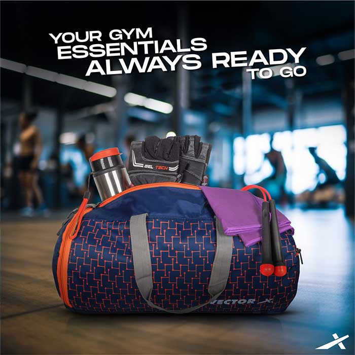 Vector X Vibe 26 LTR Duffle Gym Bag for Men & Women |Adjustable Shoulder Bag |Water Resistant |Sports & Travel Bag with Shoe Compartment & Side Pocket