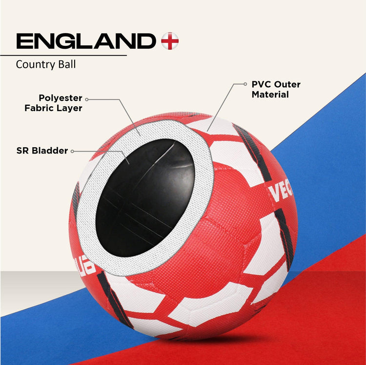 VECTOR X England Rubber moulded Football -(Pack of 1, Red, White)