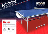 STAG GLOBAL  Action Tennis Table Blue Top | 1 Table Cover | 2 TT Rackets, 6 Balls | 1 Clamp Net Tennis Table Blue Top | 1 Table Cover | 2 TT Rackets, 6 Balls | 1 Clamp Net