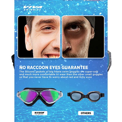 Viva Swimming Unicorn Professional Play Swimming Goggles|Anti-Fog, UV Protection|One Piece With Mirror Lens for Men & Women|Branded Case Packing