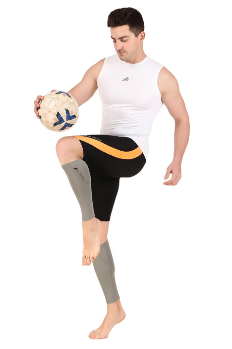 Nylon Compression Calf Sleeves (Light Grey)
