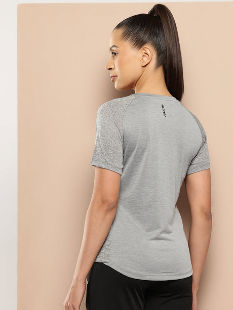 Alcis Women Light Grey  Chest Printed Tee