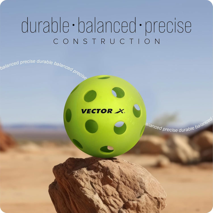 Vector X Pickleball-Softer Feel Recreational & Club Play Pickleball for Tournament and Competition, Perfectly Balanced, High Bounce True Flight, Ideal for All Skill Levels (Pack of 6)