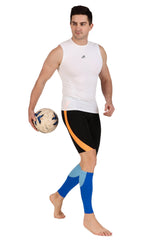 Nylon Compression Calf Sleeves (Aqua Blue/Royal Blue)