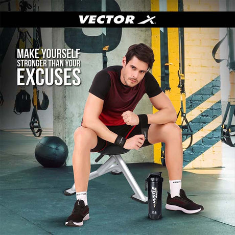 Vector X Plastic Gym Energy Shaker Bottle, Leakproof Guarantee Sipper Bottle Ideal for Protein, Preworkout and Bcaas, BPA-Free Material (Black),600 ml
