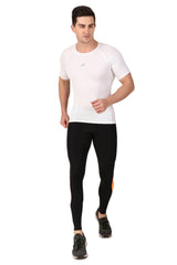 Nylon Compression Tshirt Half Sleeve Tights For Men (White)