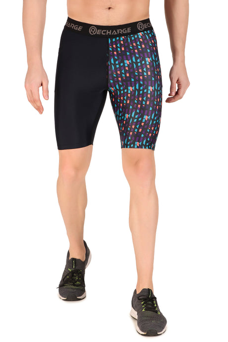 Men's Polyester Pocket Compression Shorts (1L Multimatrix)