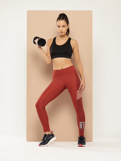 Alcis Women Maroon and Rose Pannelled Tights