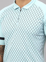 Vector X Mens Sports Wear Polyester Front Printed Collar Neck with Front Zipper Opening Half Sleeves T-shirt For Running, Training, Athletic