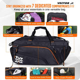 Vector X Titan Holdall Multi-Purpose Sports, Fitness Gym Kit Bag, 7 Spacious Compartments - Luggage Bag - Large Capacity Stylish/Lightweight Bag Black (25 * 25 * 56) cm