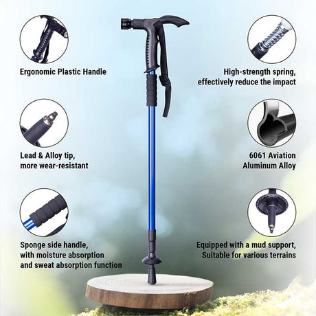Vector X Trekking Poles Shock Absorbing Adjustable Hiking or Walking Sticks for Hiking Collapsible Strong,Lightweight Walking Pole, All Terrain Accessories and Carry Bag