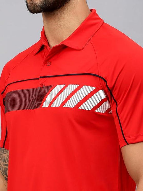 Vector X Mens Printed Polo Collar Neck Stylish Polyester T-Shirts