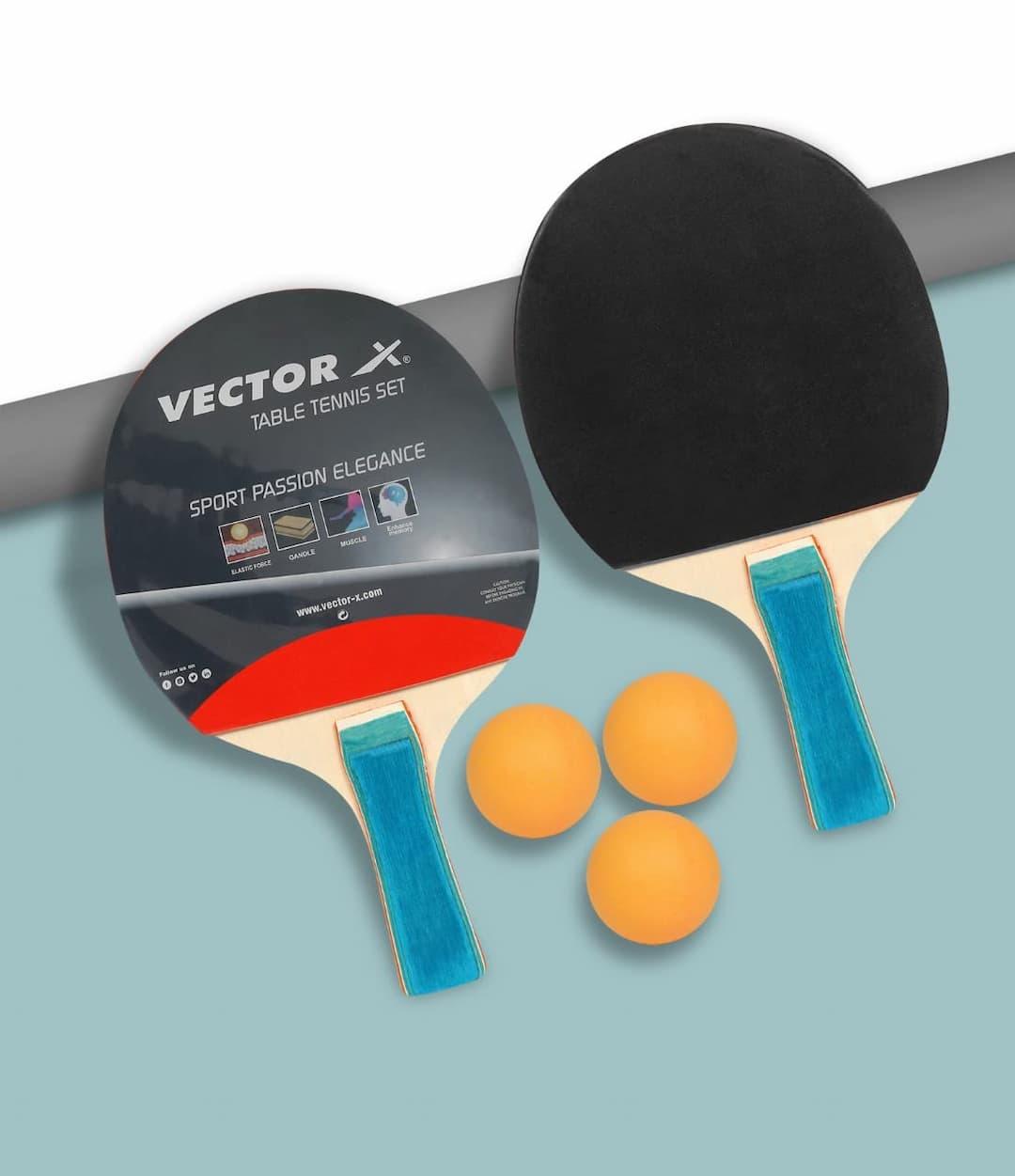 VECTOR X Table Tennis Racquets Set With Portable Net Black Table Tennis Racquet (Pack of: 3, 250 g)