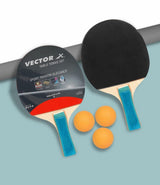 VECTOR X Table Tennis Racquets Set With Portable Net Black Table Tennis Racquet (Pack of: 3, 250 g)