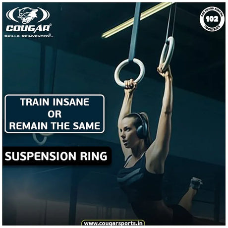 COUGAR Suspension Gymnastic Rings, Olympic Gym Rings with Heavy Duty Adjustable Straps for Gym, Cross Training, Strength Training, Pull Ups and Dips for Men/Women, Black
