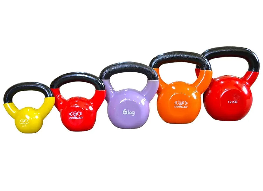Cougar Vinyl Kettlebell, Solid Cast Iron Vinyl Coated Kettlebells, Kettle Bell for Gym & Workout, Kettle Bell for Strength Cardio Training, Home and Gym Fitness Workout 
