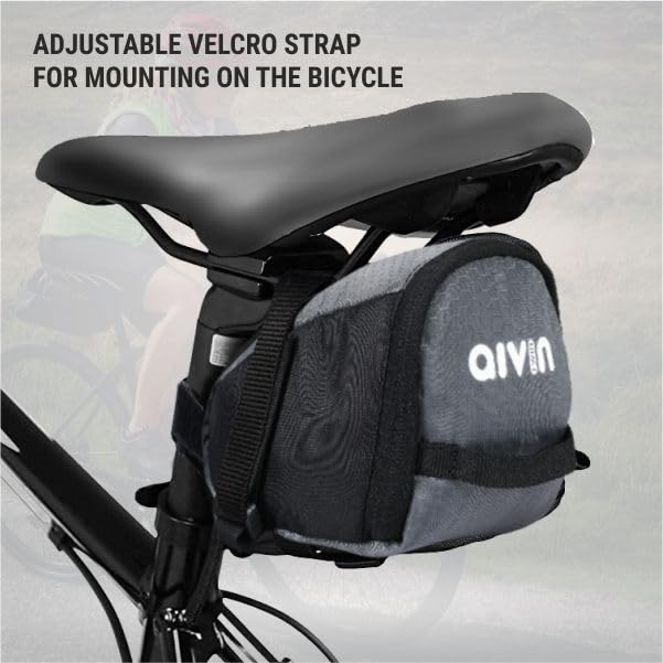 Aivin Saddle Bag Bicycle Under Seat Bag, Travel Bag, Cycle Accessories for Tools, Mobile Phones Bicycle Storage Bag, Carrier for All Bikes (Black/Grey)