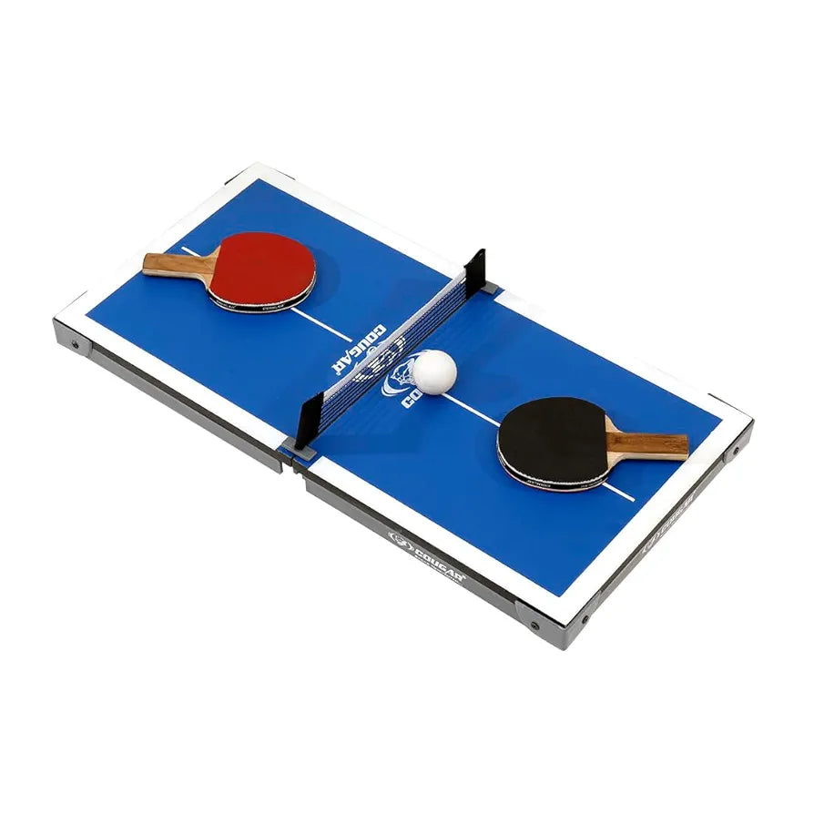COUGAR Hero Mini Table Tennis Table | Indoor Ping Pong Mini Table for Kids Fun Play | Included - TT Rackets and Balls | Briefcase Size Foldable Design-Blue