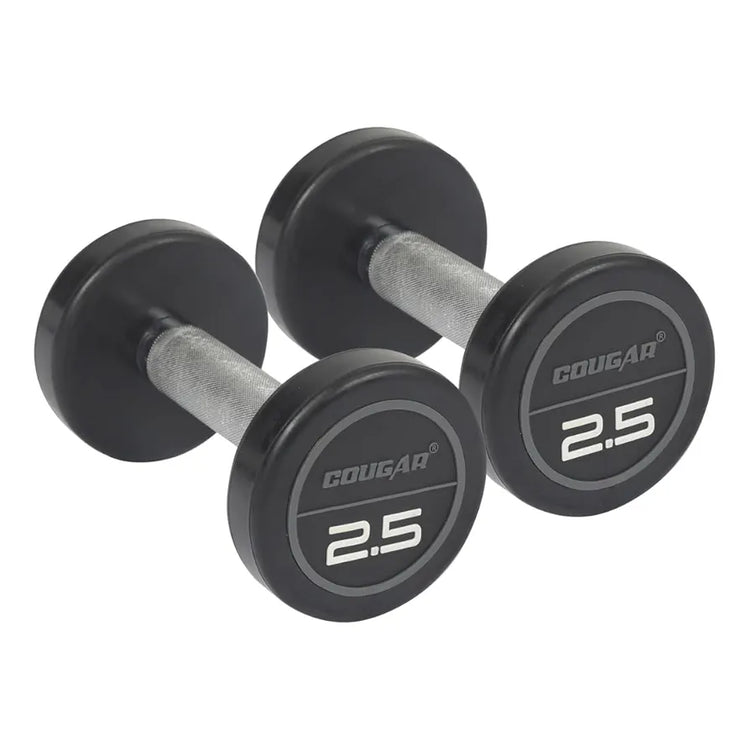 COUGAR STROM 2.5 kg x 2 Round Rubber Dumbbells – Fixed Weight Eco Model with Steel Rod for Home Gym & Strength Workouts