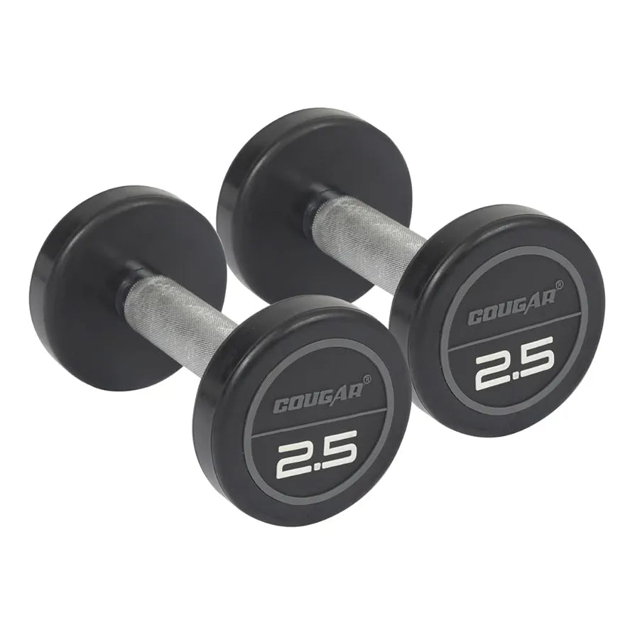 COUGAR STROM 2.5 kg x 2 Round Rubber Dumbbells – Fixed Weight Eco Model with Steel Rod for Home Gym & Strength Workouts