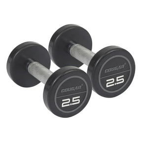 COUGAR STROM 2.5 kg x 2 Round Rubber Dumbbells – Fixed Weight Eco Model with Steel Rod for Home Gym & Strength Workouts