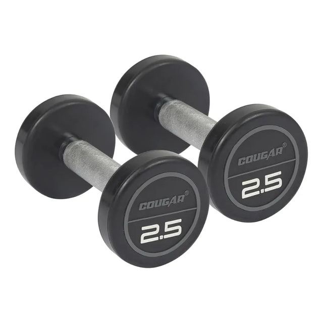 COUGAR STROM 2.5 kg x 2 Round Rubber Dumbbells – Fixed Weight Eco Model with Steel Rod for Home Gym & Strength Workouts
