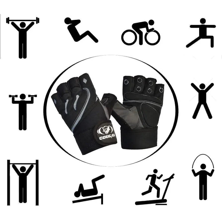 COUGAR Monster Foam Padded Leather Gym Gloves, Suitable for Weight Lifting, Cycling, Exercise, Fitness, Gym Training and General Workouts for Men/Women 