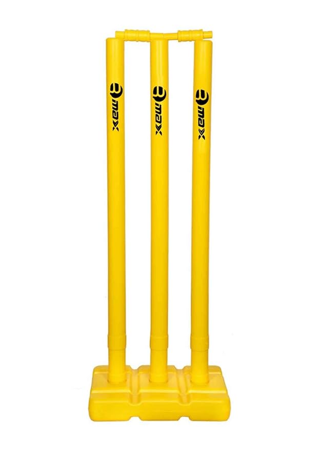 Rmax Plastic Cricket Stumps Set (3 Stumps + 2 Bails + 1 Stand) | Kibi Sports