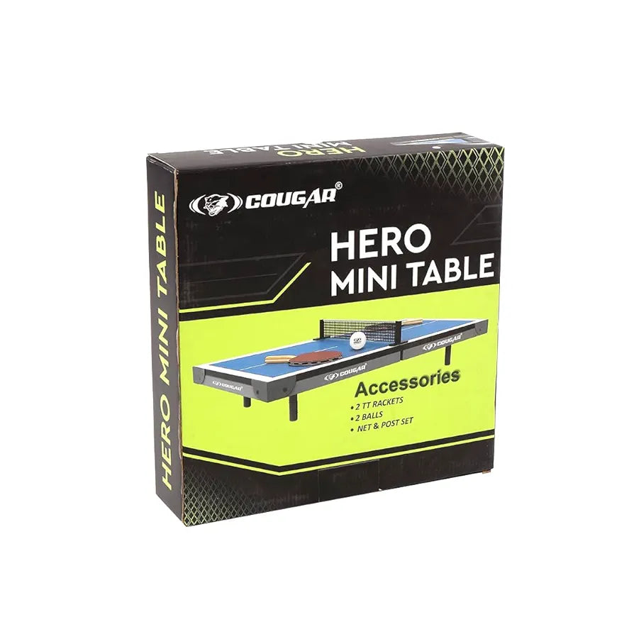 COUGAR Hero Mini Table Tennis Table | Indoor Ping Pong Mini Table for Kids Fun Play | Included - TT Rackets and Balls | Briefcase Size Foldable Design-Blue