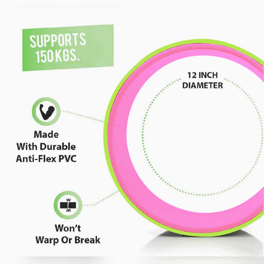 Vector X Yoga Wheel Imported Yoga Wheel Yoga Circle Roller for Stretching and Improving Backbends, Body Posture (Green-Pink)