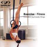COUGAR Suspension Gymnastic Rings, Olympic Gym Rings with Heavy Duty Adjustable Straps for Gym, Cross Training, Strength Training, Pull Ups and Dips for Men/Women, Black