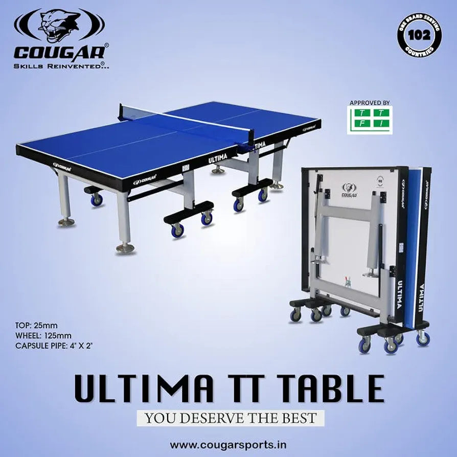 Cougar TT Table, Ultima Matt Finish Table Tennis Table  with Table Cover