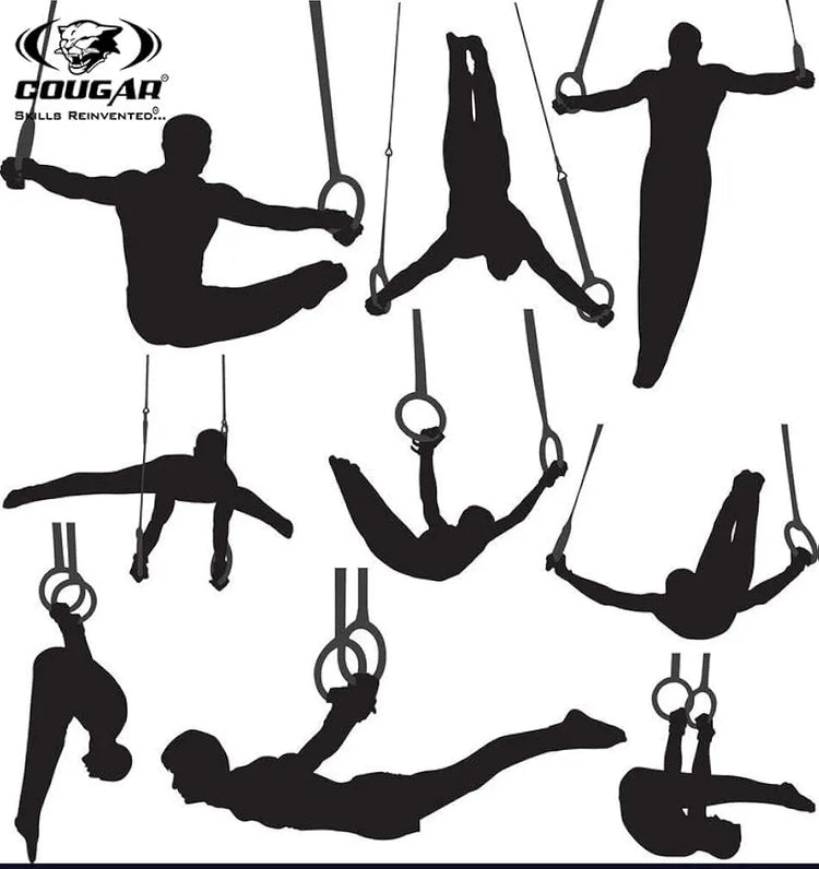 COUGAR Suspension Gymnastic Rings, Olympic Gym Rings with Heavy Duty Adjustable Straps for Gym, Cross Training, Strength Training, Pull Ups and Dips for Men/Women, Black