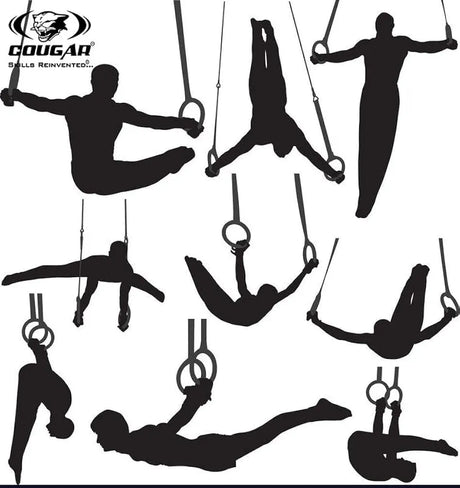 COUGAR Suspension Gymnastic Rings, Olympic Gym Rings with Heavy Duty Adjustable Straps for Gym, Cross Training, Strength Training, Pull Ups and Dips for Men/Women, Black