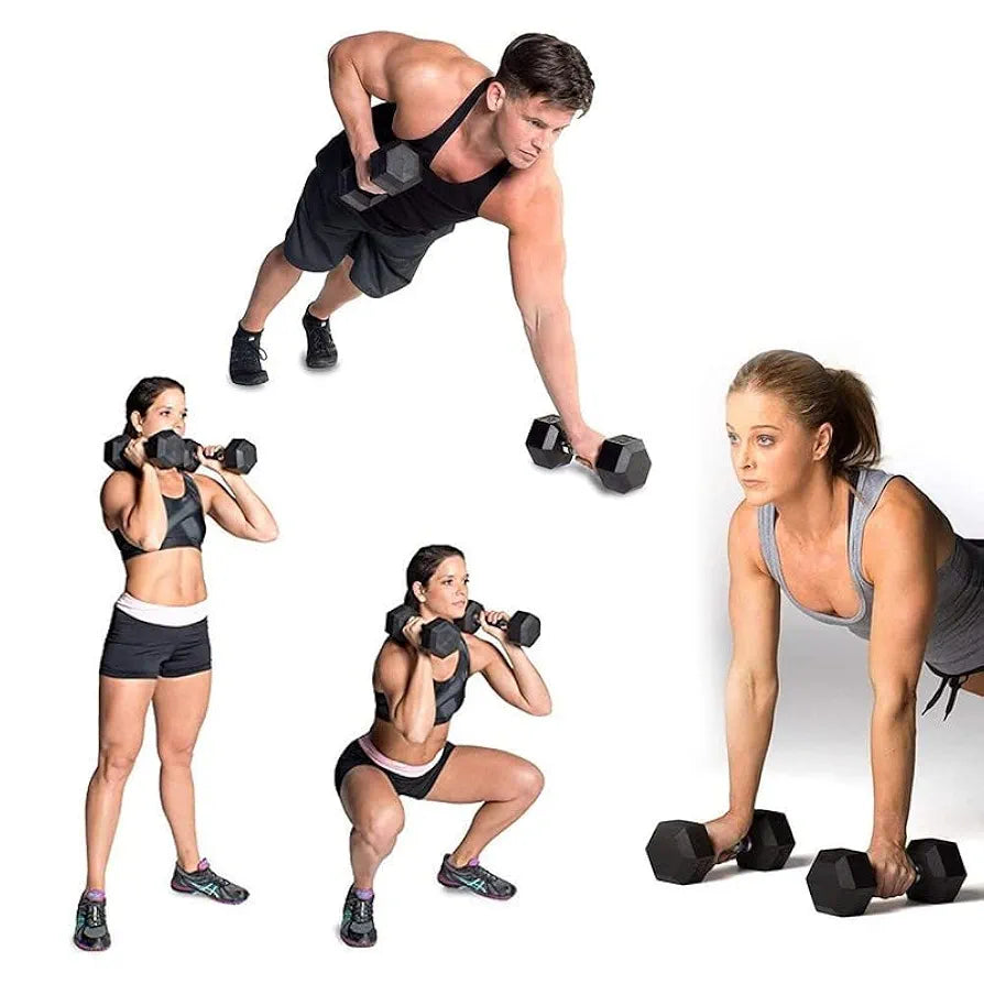 Cougar 2.5 Kg Hexa Fixed Dumbbells, Rubber Coated Hex Dumbbell Set, 1 set of Men's Dumbbell Set For Home Gym Exercise & Fitness- Black