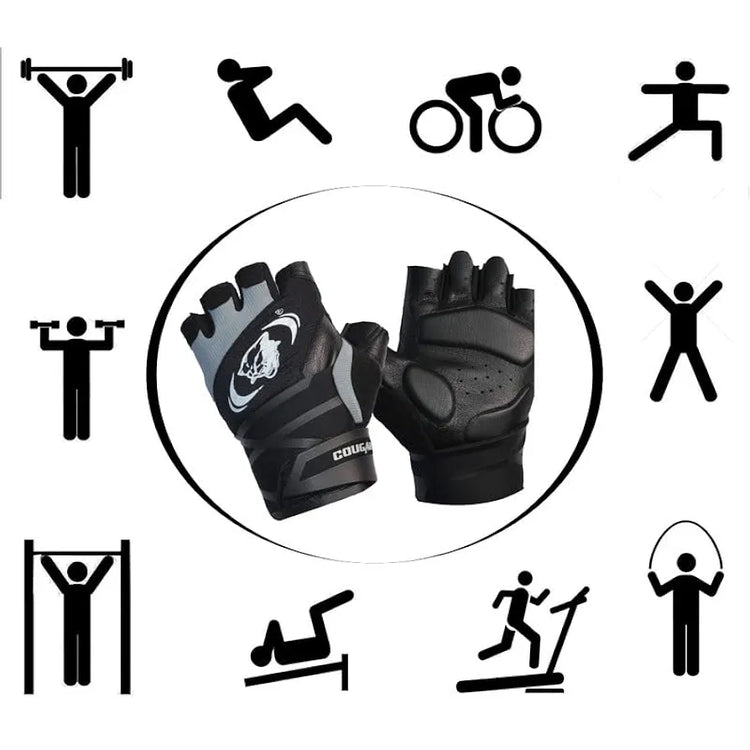 COUGAR Titan Foam Padded Leather Gym Gloves, Suitable for Weight Lifting, Cycling, Exercise, Fitness, Gym Training and General Workouts for Men/Women 