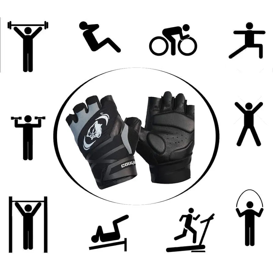 COUGAR Titan Foam Padded Leather Gym Gloves, Suitable for Weight Lifting, Cycling, Exercise, Fitness, Gym Training and General Workouts for Men/Women 