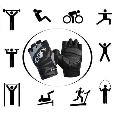 COUGAR Titan Foam Padded Leather Gym Gloves, Suitable for Weight Lifting, Cycling, Exercise, Fitness, Gym Training and General Workouts for Men/Women 